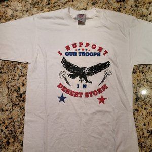 VINTAGE 90s 1991 I Support Our Troops Desert Storm Single Stitch T-Shirt Oneita